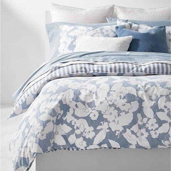 Ralph Lauren 3-Piece FULL QUEEN Duvet Cover Set WILLA Floral Chambray Cream - Picture 3 of 11